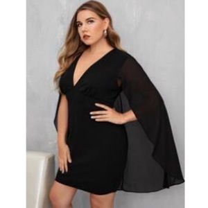 Plus V-neck Cape Dress